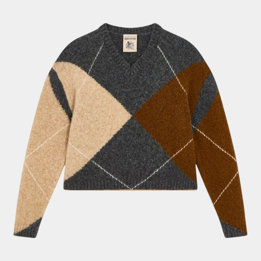 SEMICOUTURE Semicouture Maglia a rombi Gaston - Grigio - Hubert Humangoods