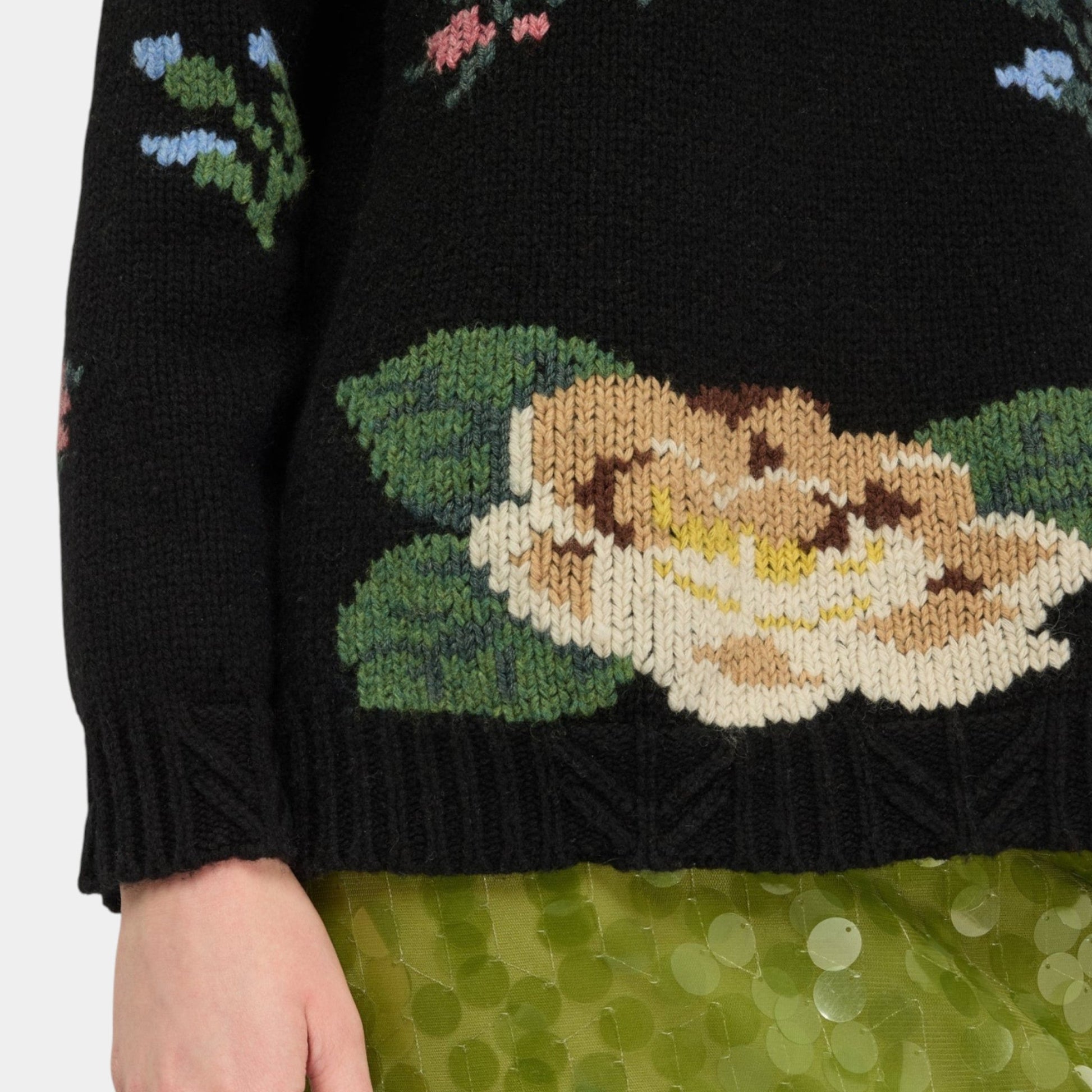 SEMICOUTURE Semicouture Maglia Carmencita ricamata a mano - Nero - Hubert Humangoods