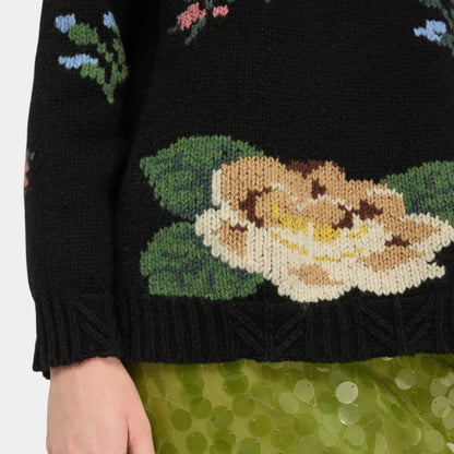 SEMICOUTURE Semicouture Maglia Carmencita ricamata a mano - Nero - Hubert Humangoods