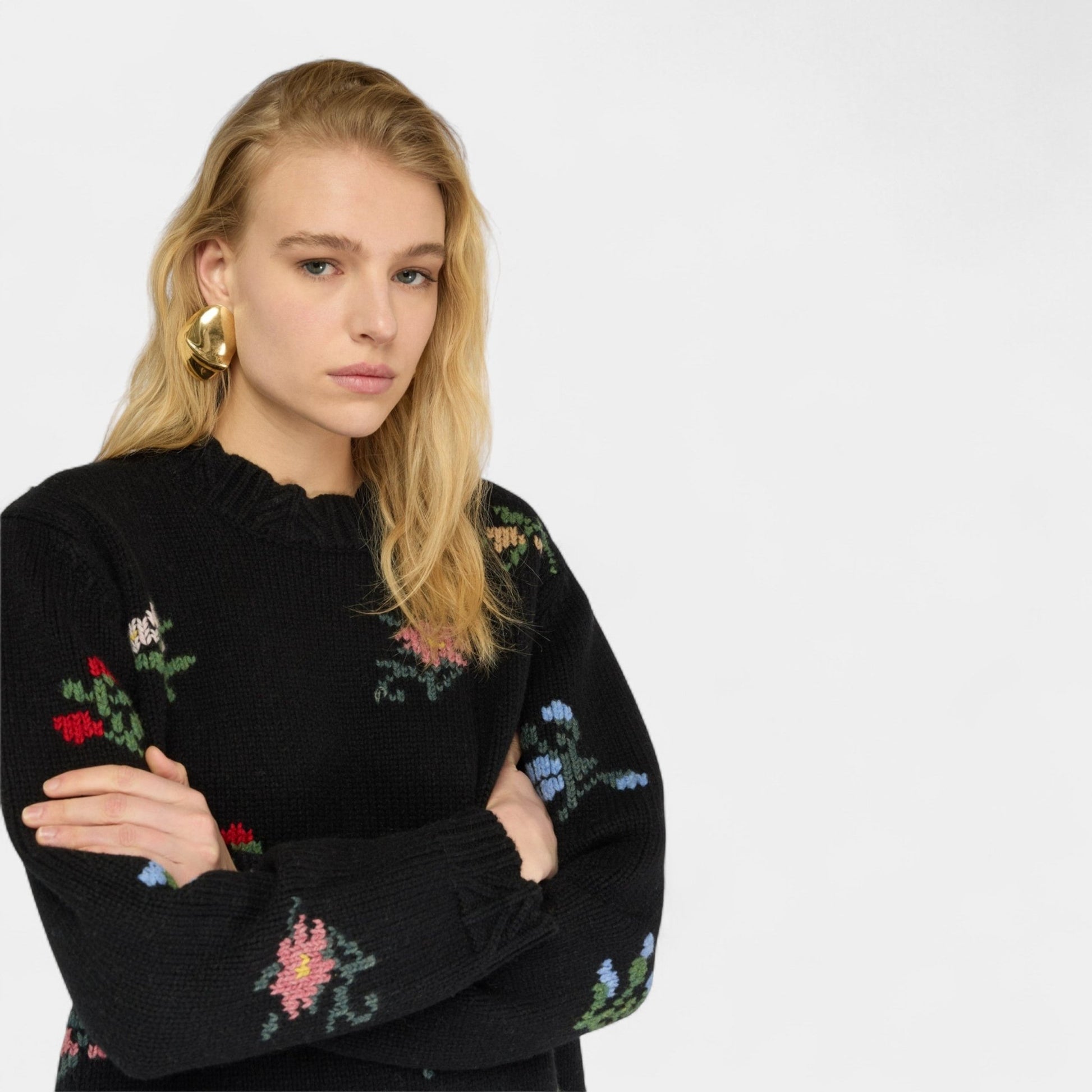 SEMICOUTURE Semicouture Maglia Carmencita ricamata a mano - Nero - Hubert Humangoods