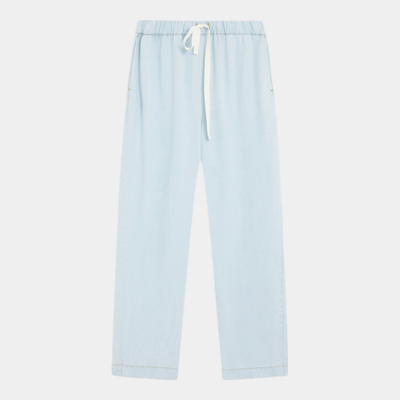 Semicouture Pantalone Buddy in chambray - Azzurro