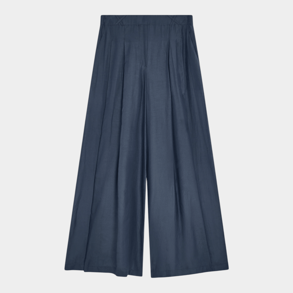 SEMICOUTURE - Semicouture Pantalone Debbie in mussola - Blu/1 - Hubert Humangoods