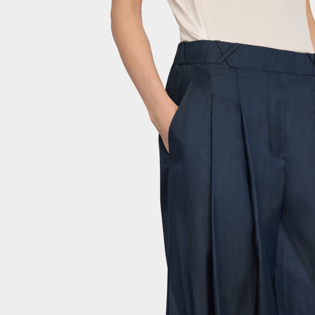 SEMICOUTURE - Semicouture Pantalone Debbie in mussola - Blu/5 - Hubert Humangoods