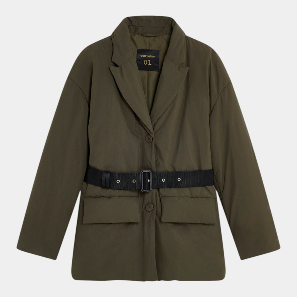 SEMICOUTURE - Semicouture Piumino Alisse con cintura - Verde/1 - Hubert Humangoods