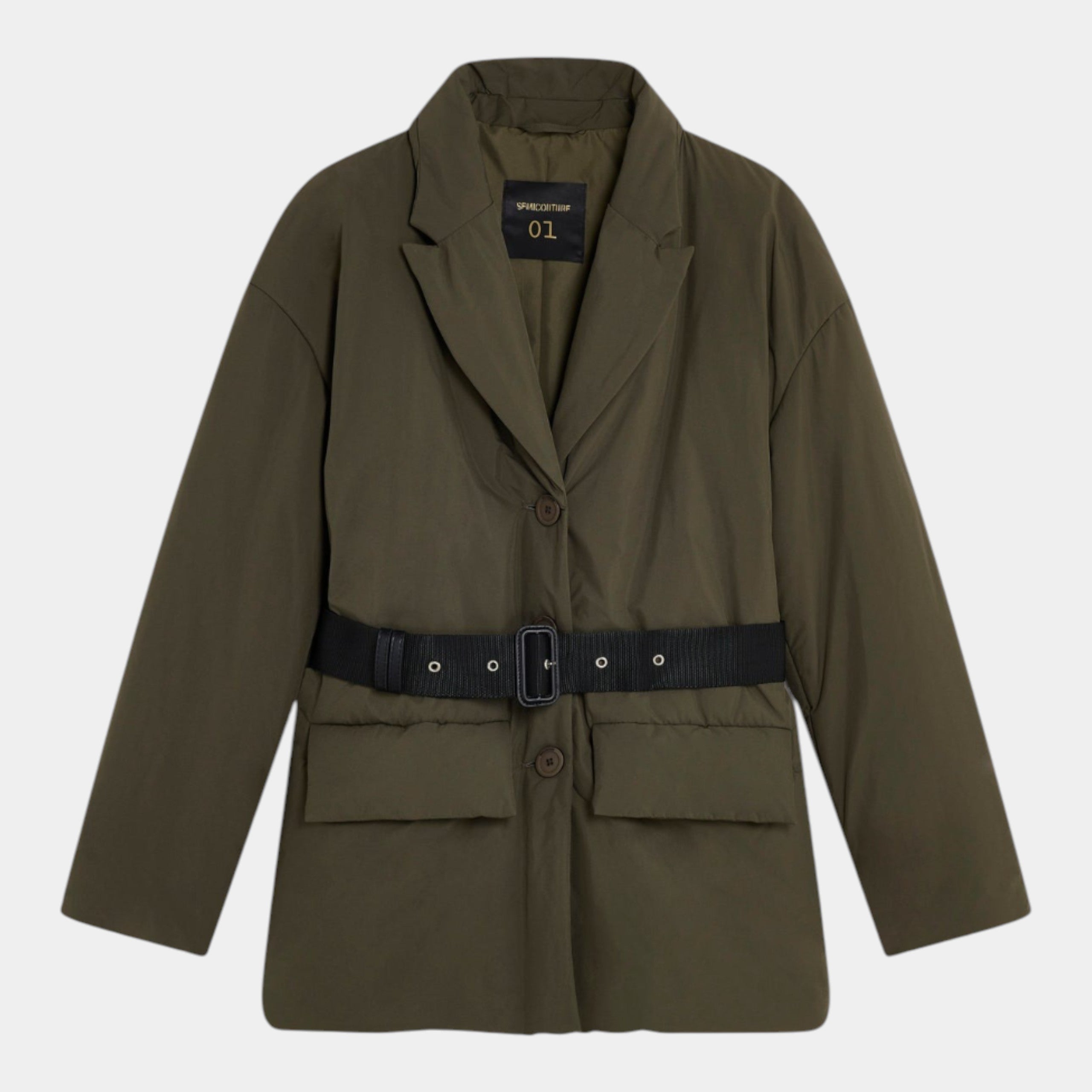 SEMICOUTURE - Semicouture Piumino Alisse con cintura - Verde/1 - Hubert Humangoods