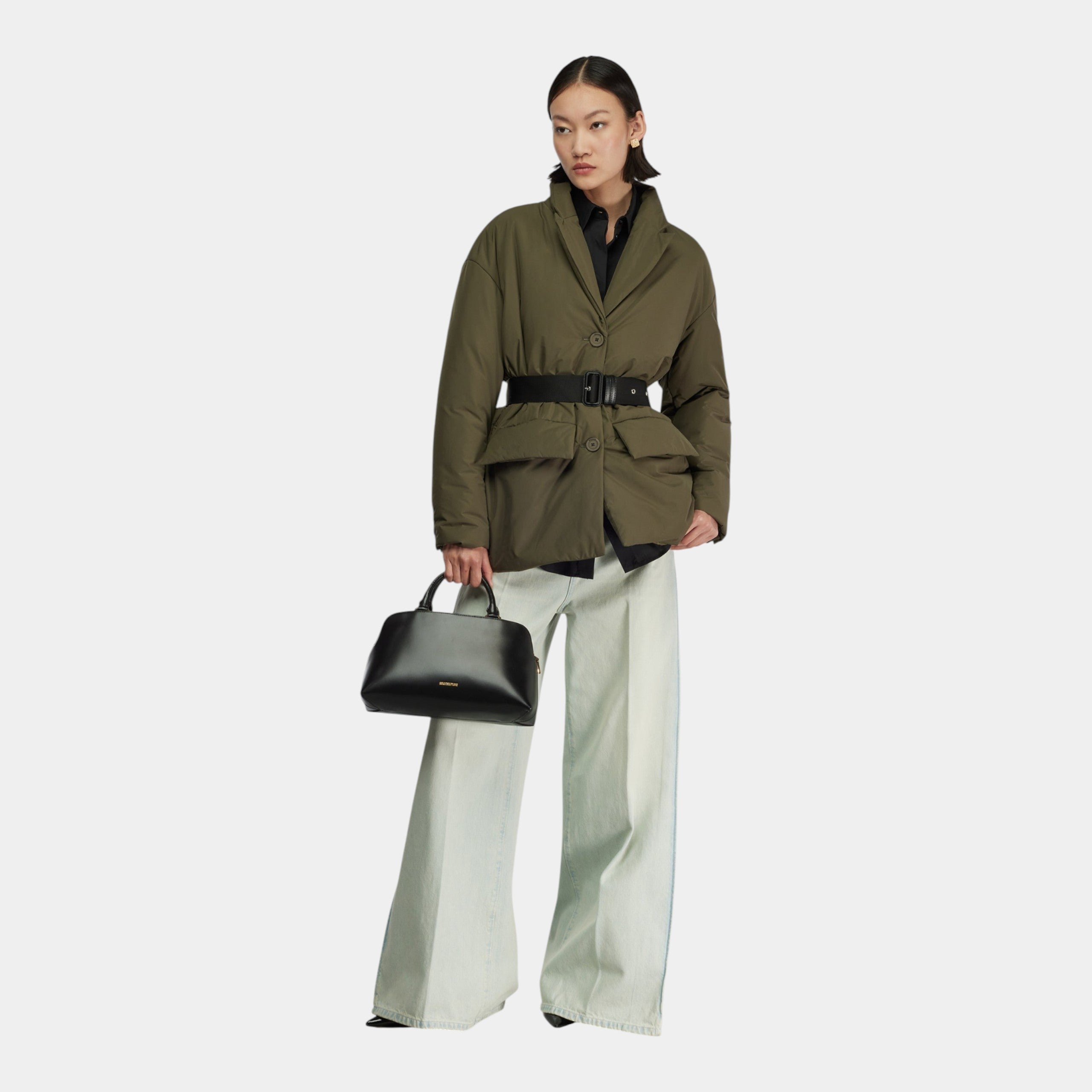 SEMICOUTURE - Semicouture Piumino Alisse con cintura - Verde/2 - Hubert Humangoods
