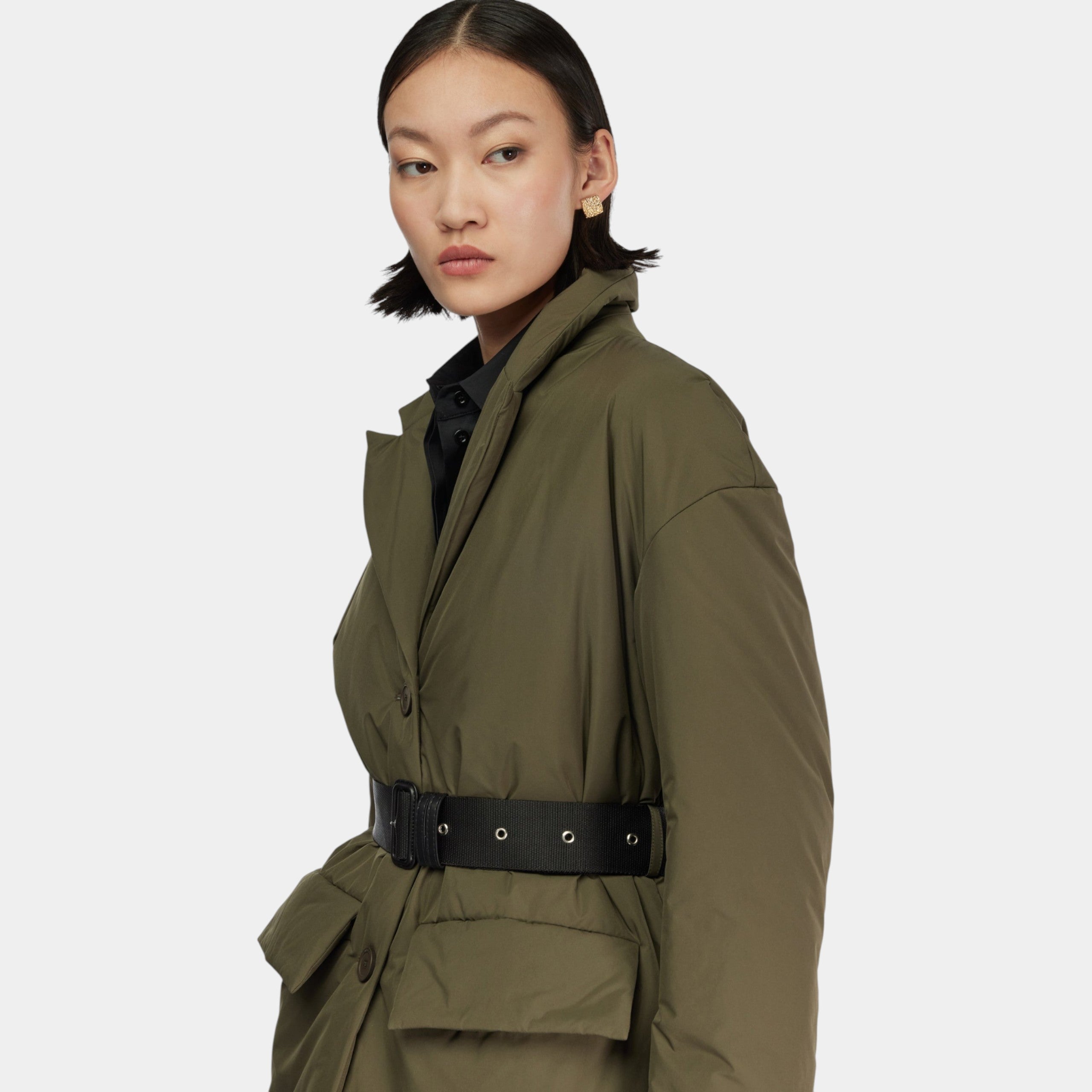 SEMICOUTURE - Semicouture Piumino Alisse con cintura - Verde/5 - Hubert Humangoods