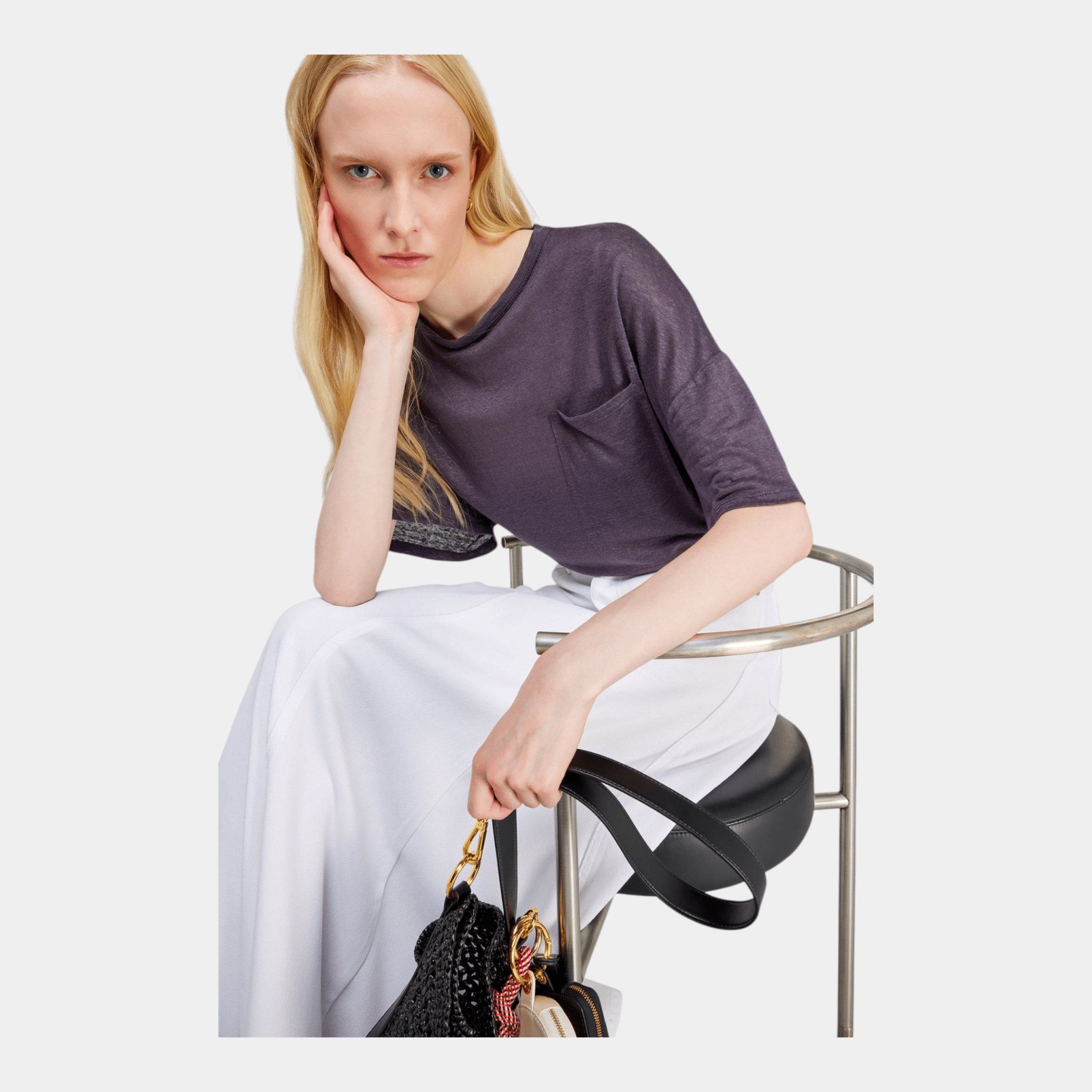 SEMICOUTURE Semicouture T-Shirt Madison in lino - Blu - Hubert Humangoods