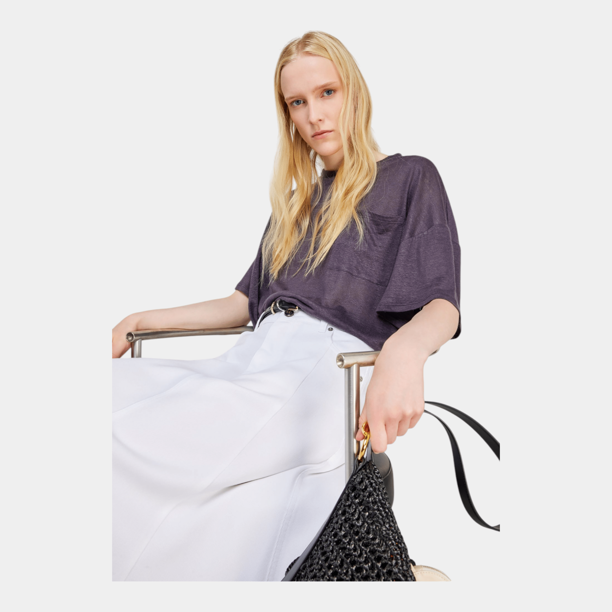 SEMICOUTURE Semicouture T-Shirt Madison in lino - Blu - Hubert Humangoods