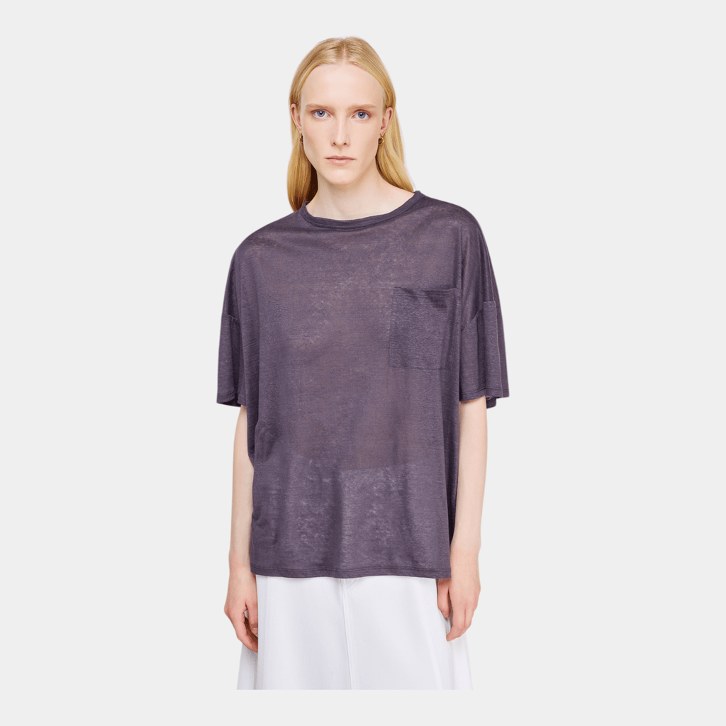 SEMICOUTURE Semicouture T-Shirt Madison in lino - Blu - Hubert Humangoods