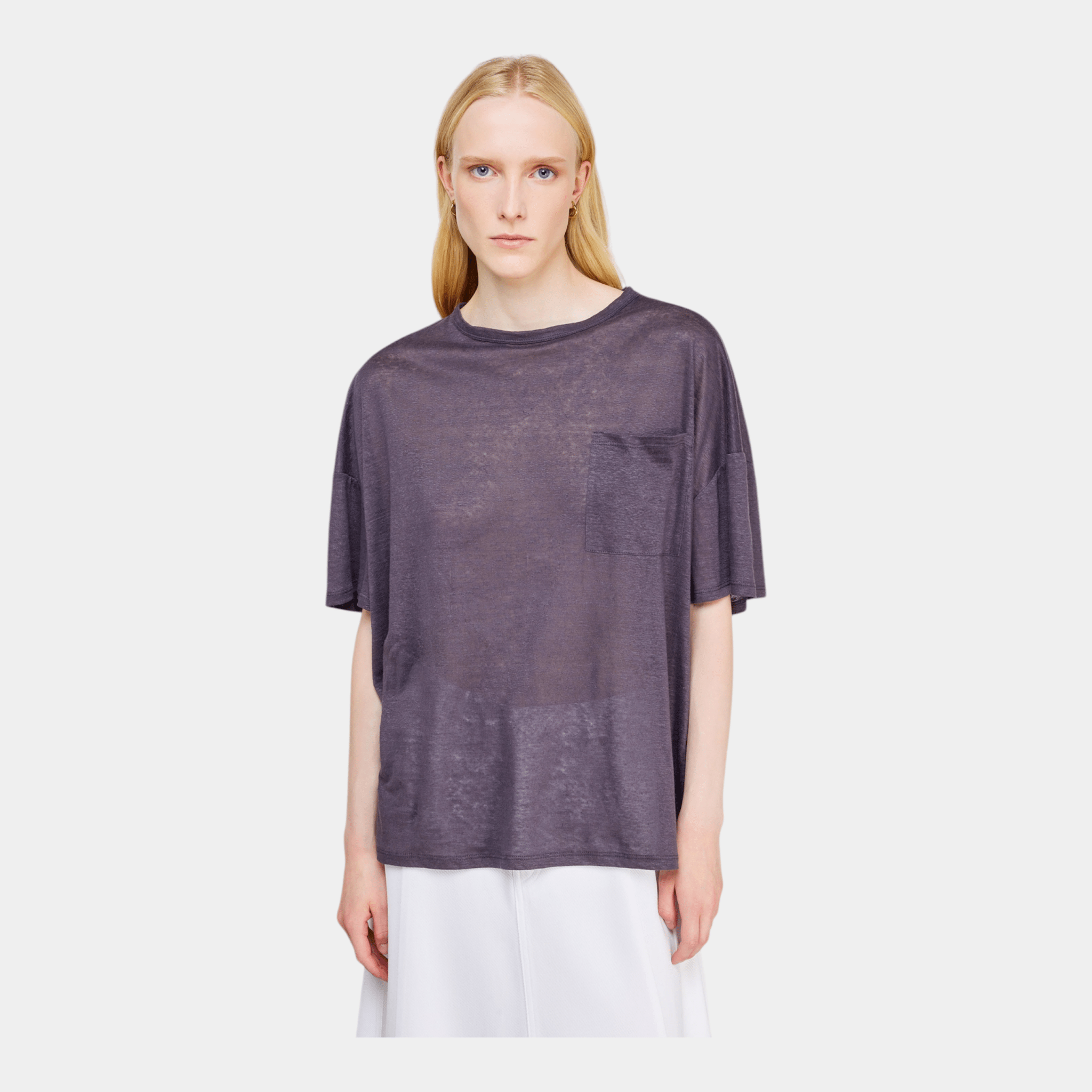 SEMICOUTURE Semicouture T-Shirt Madison in lino - Blu - Hubert Humangoods