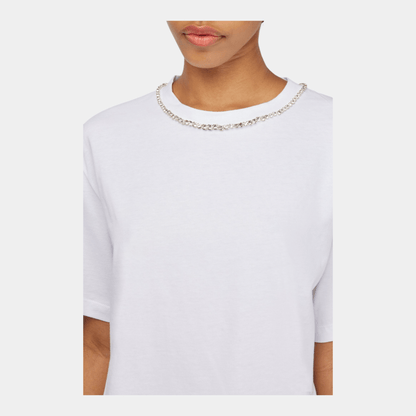 SEMICOUTURE Semicouture T-shirt Marina con strass - Bianco - Hubert Humangoods