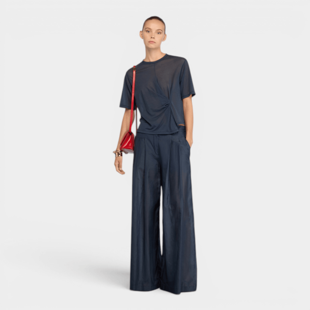 SEMICOUTURE - Semicouture Tee Shirt Ophelia in mussola - Blu/2 - Hubert Humangoods