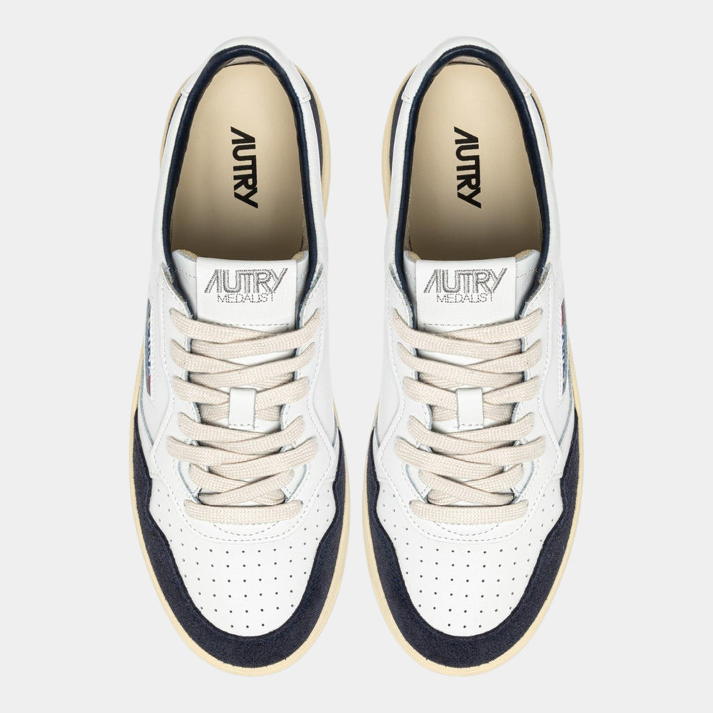 Autry Sneakers Medalist in pelle di capra e suede - Bianco/Blu scuro