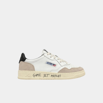 Autry Sneakers Medalist in pelle e suede con Lettering - Bianco/Nero
