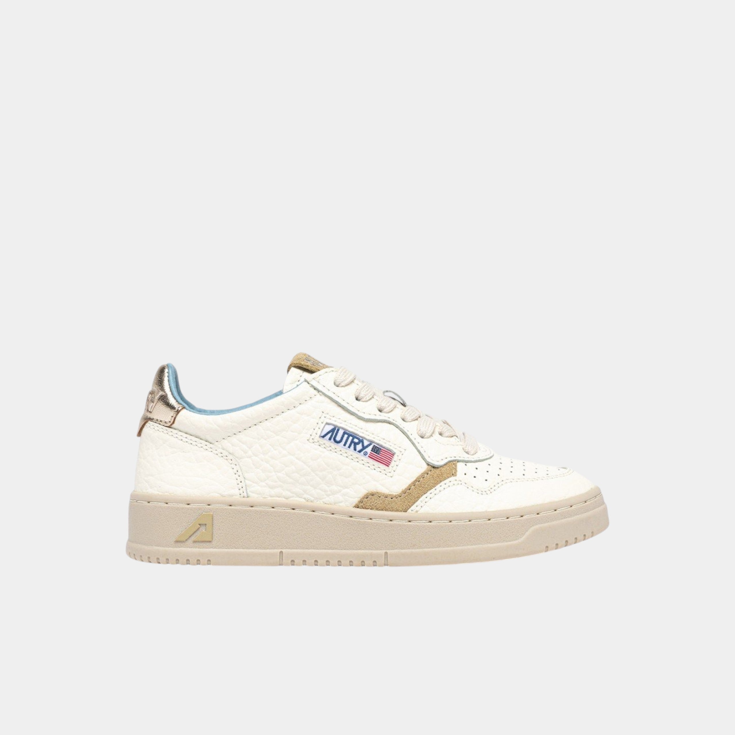 Autry Sneakers Medalist in pelle - Platino/Sabbia