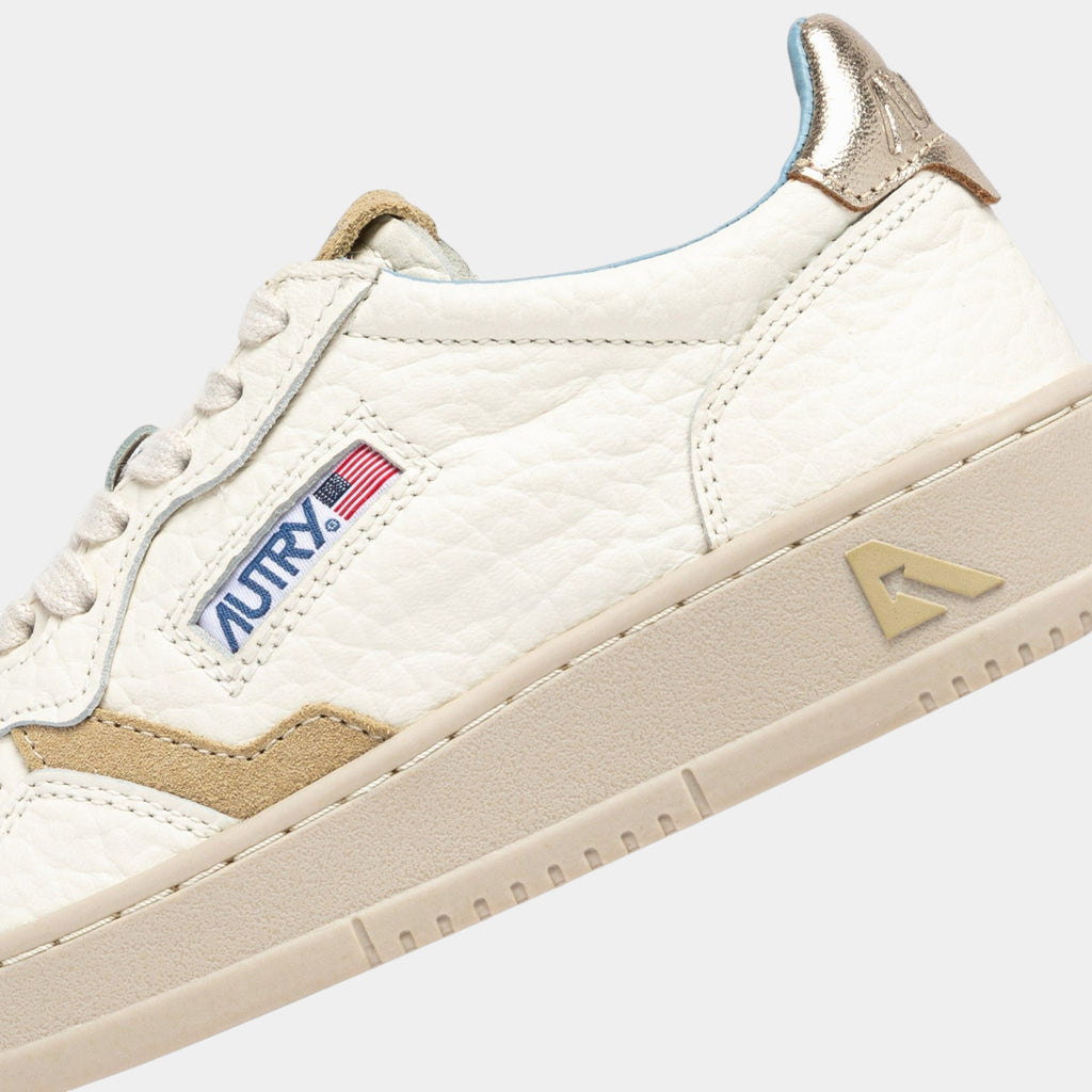 Autry Sneakers Medalist in pelle - Platino/Sabbia