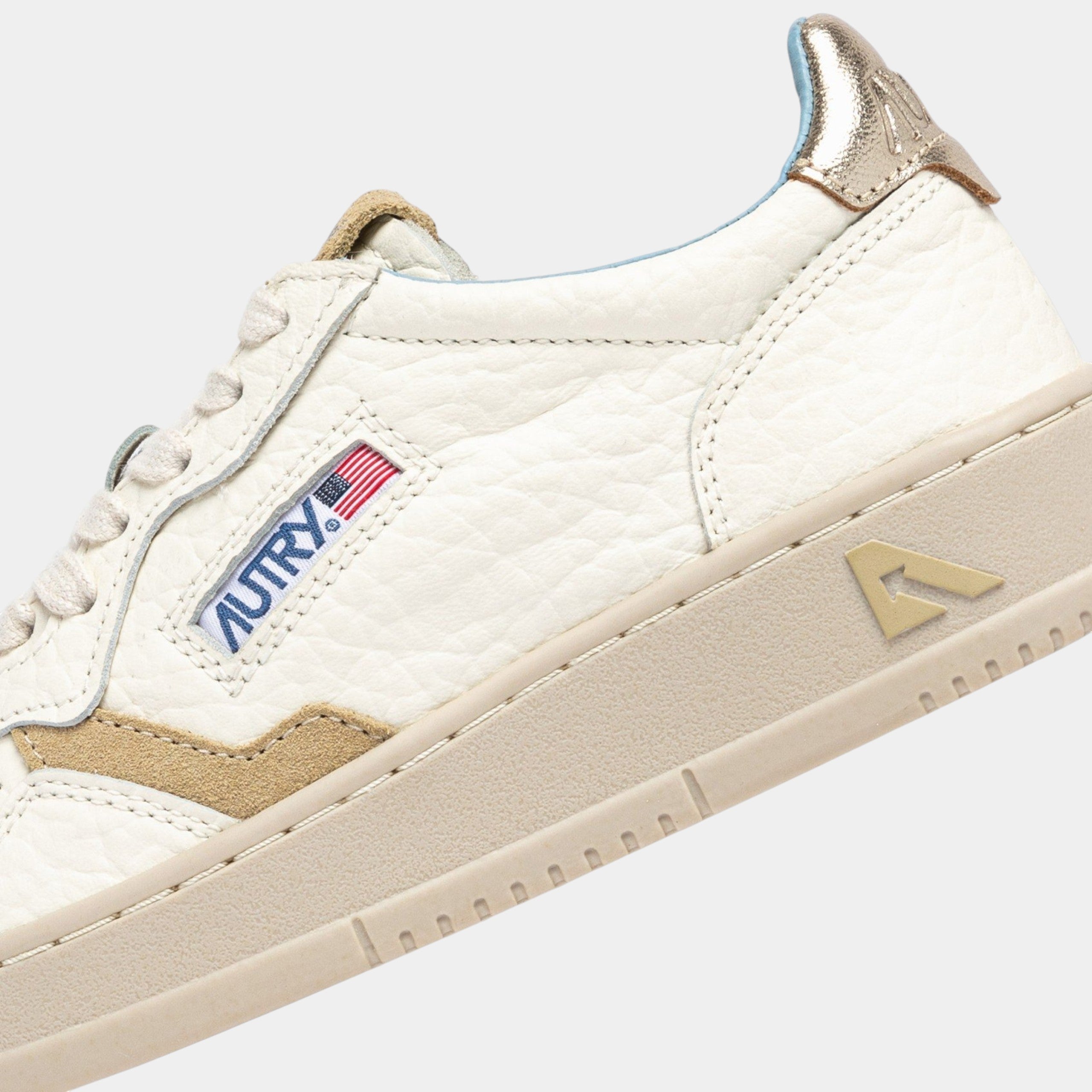 Autry Sneakers Medalist in pelle - Platino/Sabbia