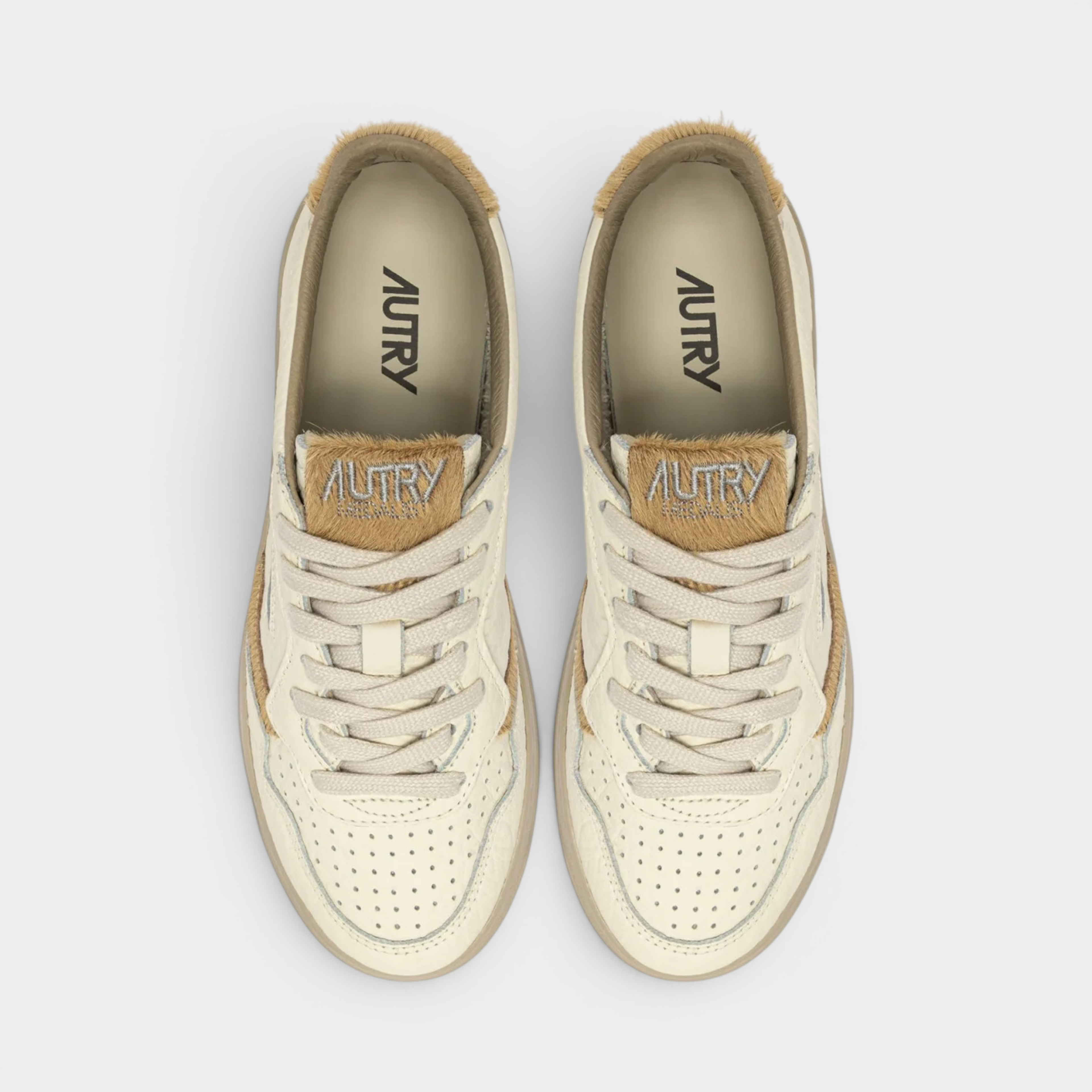 Autry Sneakers Medalist in pelle ensign e cavallino - Sabbia