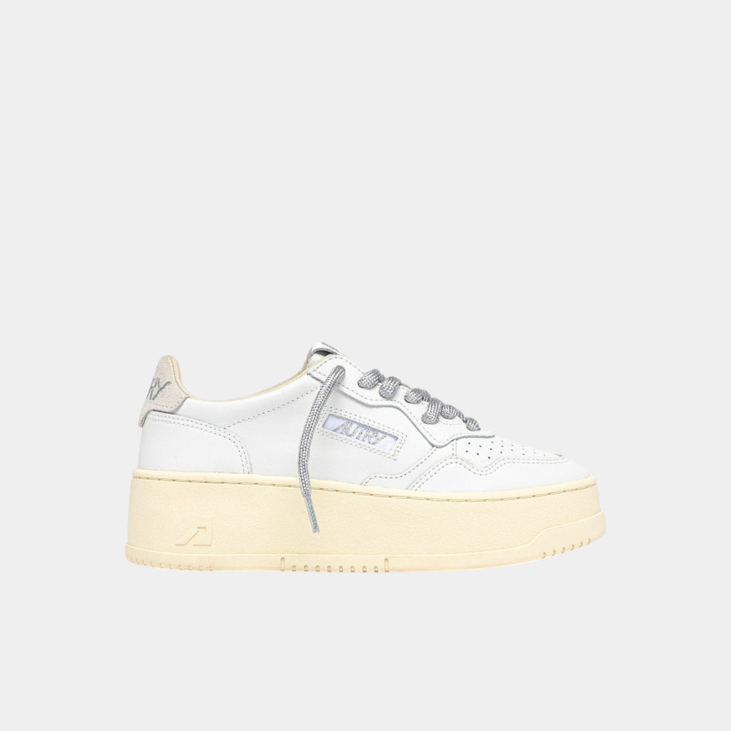 Autry Sneakers Platform in pelle - Bianco/Argento