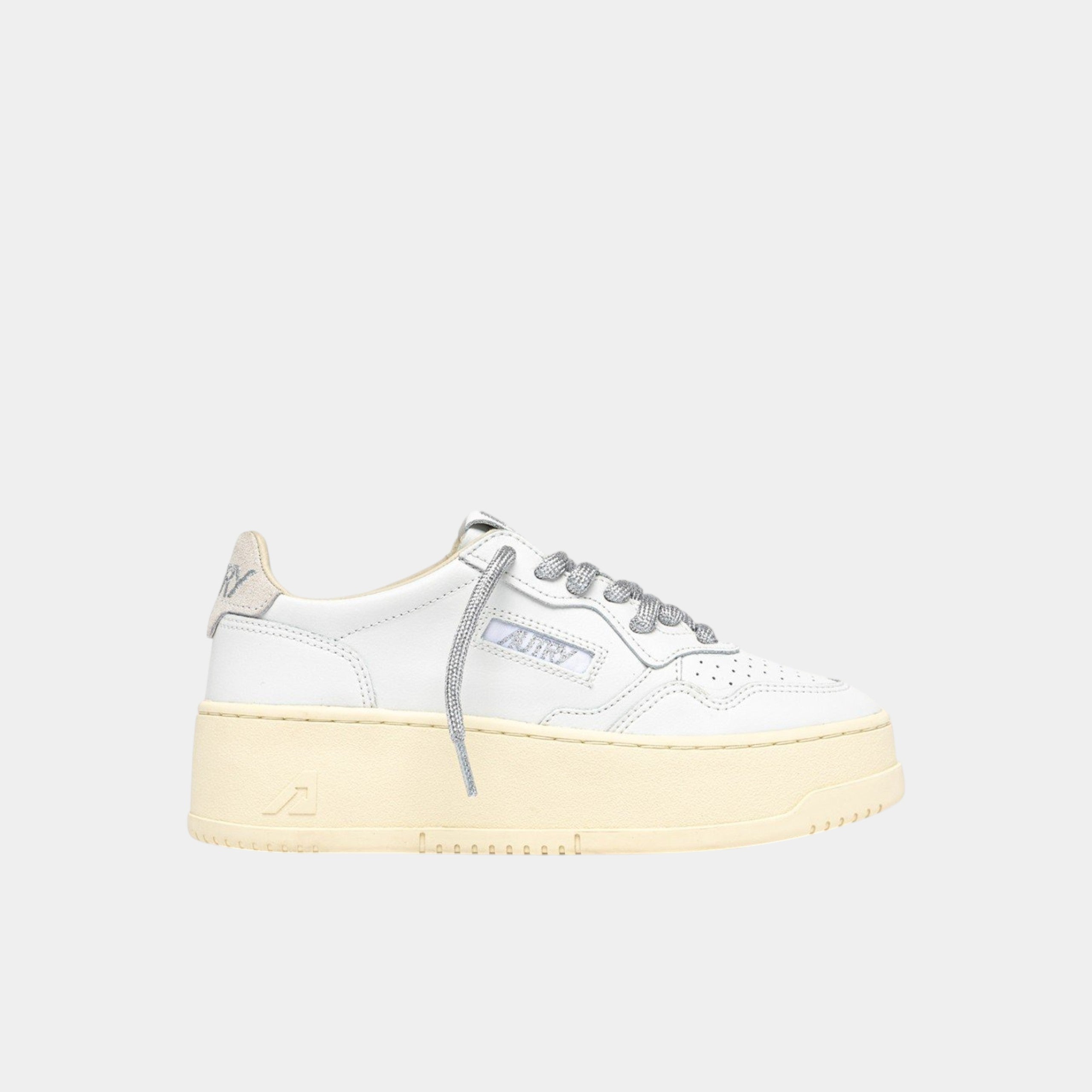 Autry Sneakers Platform in pelle - Bianco/Argento
