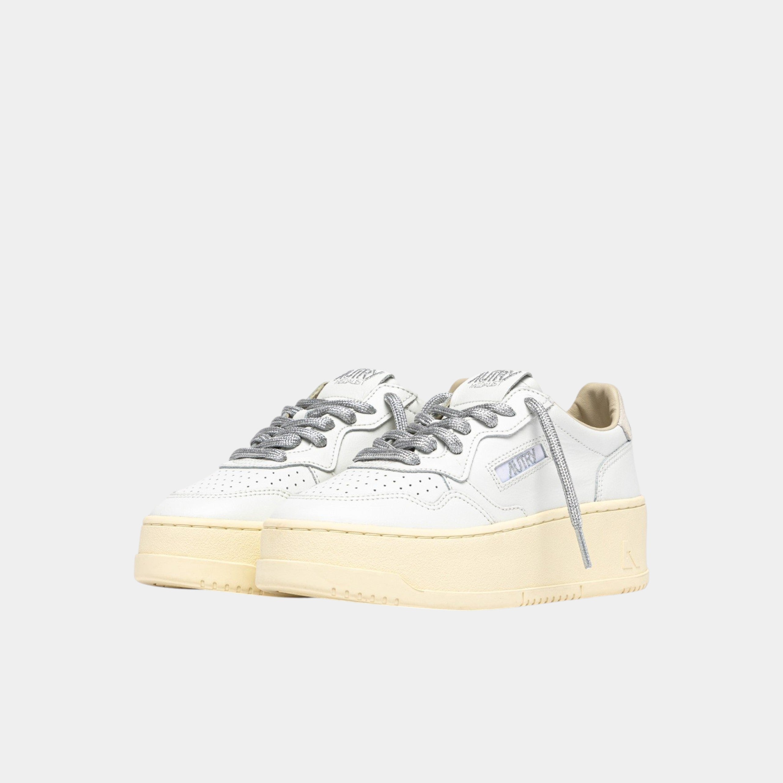 Autry Sneakers Platform in pelle - Bianco/Argento