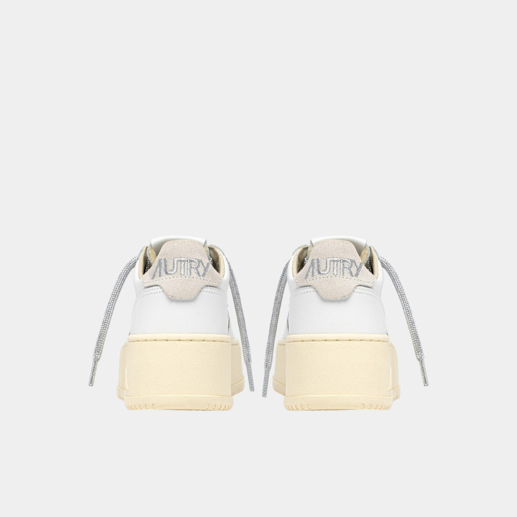 Autry Sneakers Platform in pelle - Bianco/Argento