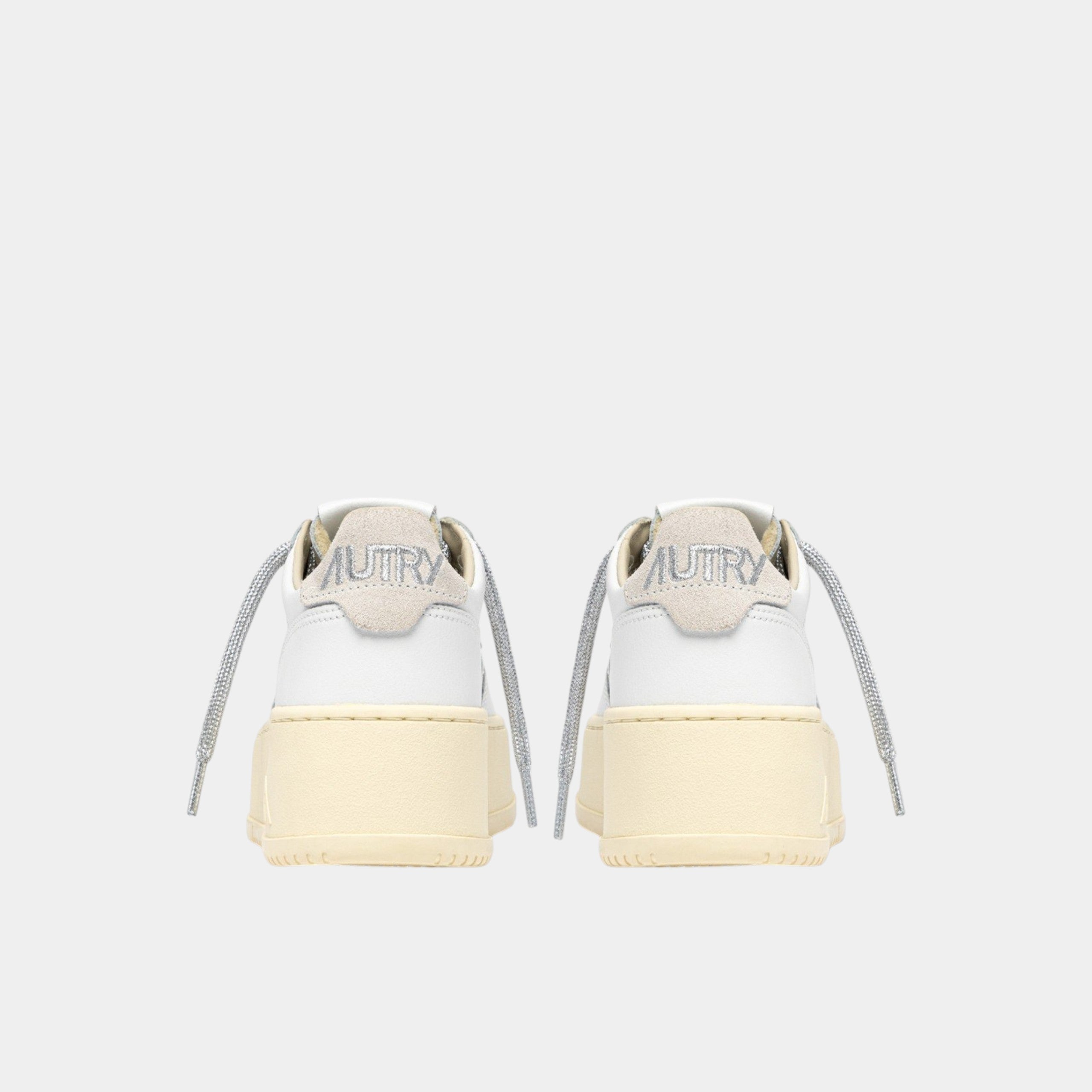 Autry Sneakers Platform in pelle - Bianco/Argento