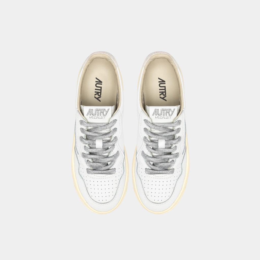 Autry Sneakers Platform in pelle - Bianco/Argento