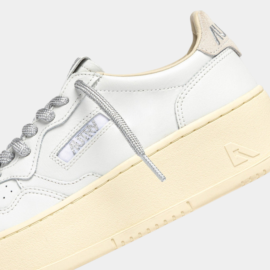 Autry Sneakers Platform in pelle - Bianco/Argento
