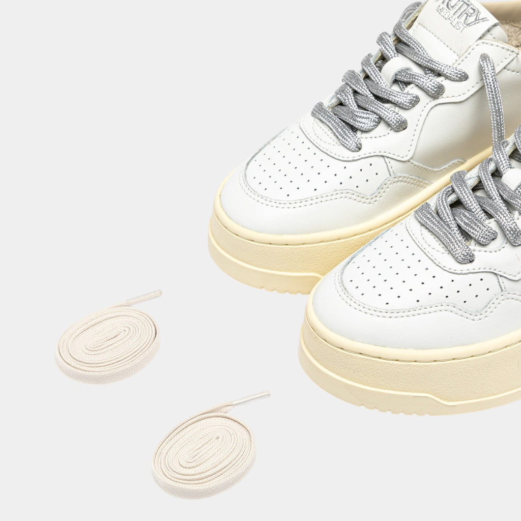 Autry Sneakers Platform in pelle - Bianco/Argento