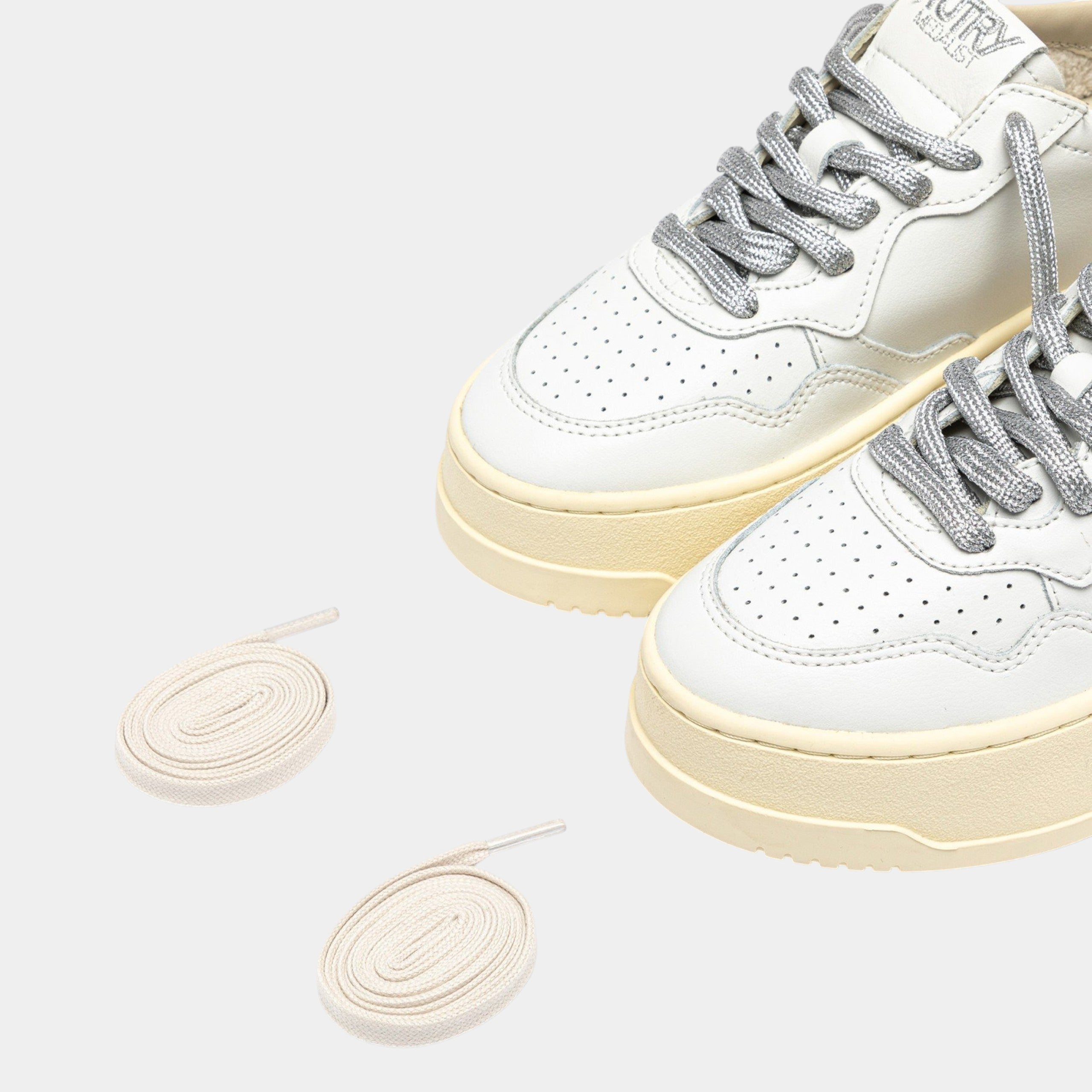 Autry Sneakers Platform in pelle - Bianco/Argento