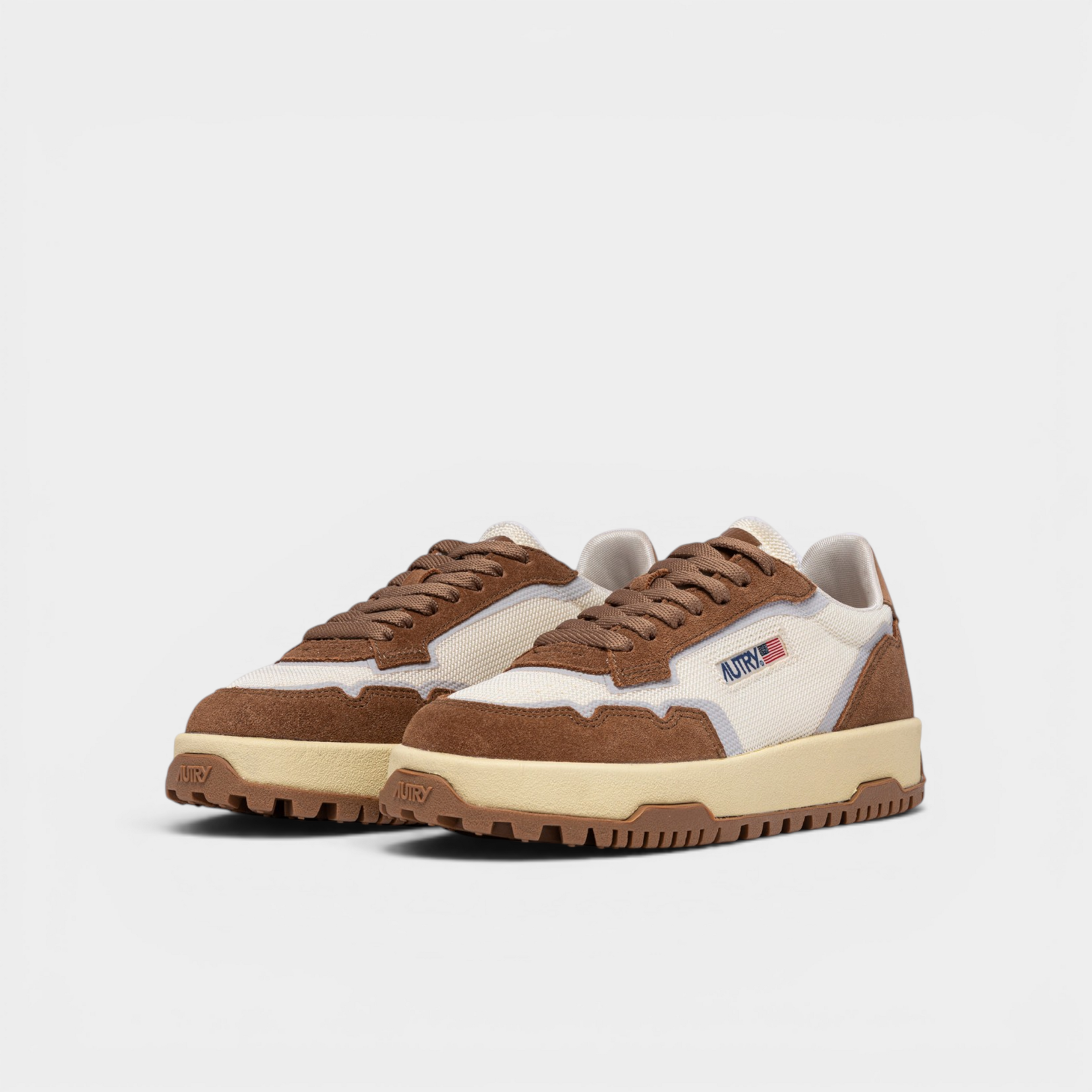 Autry Sneakers Wildpace in mesh e suede - Marrone e bianco