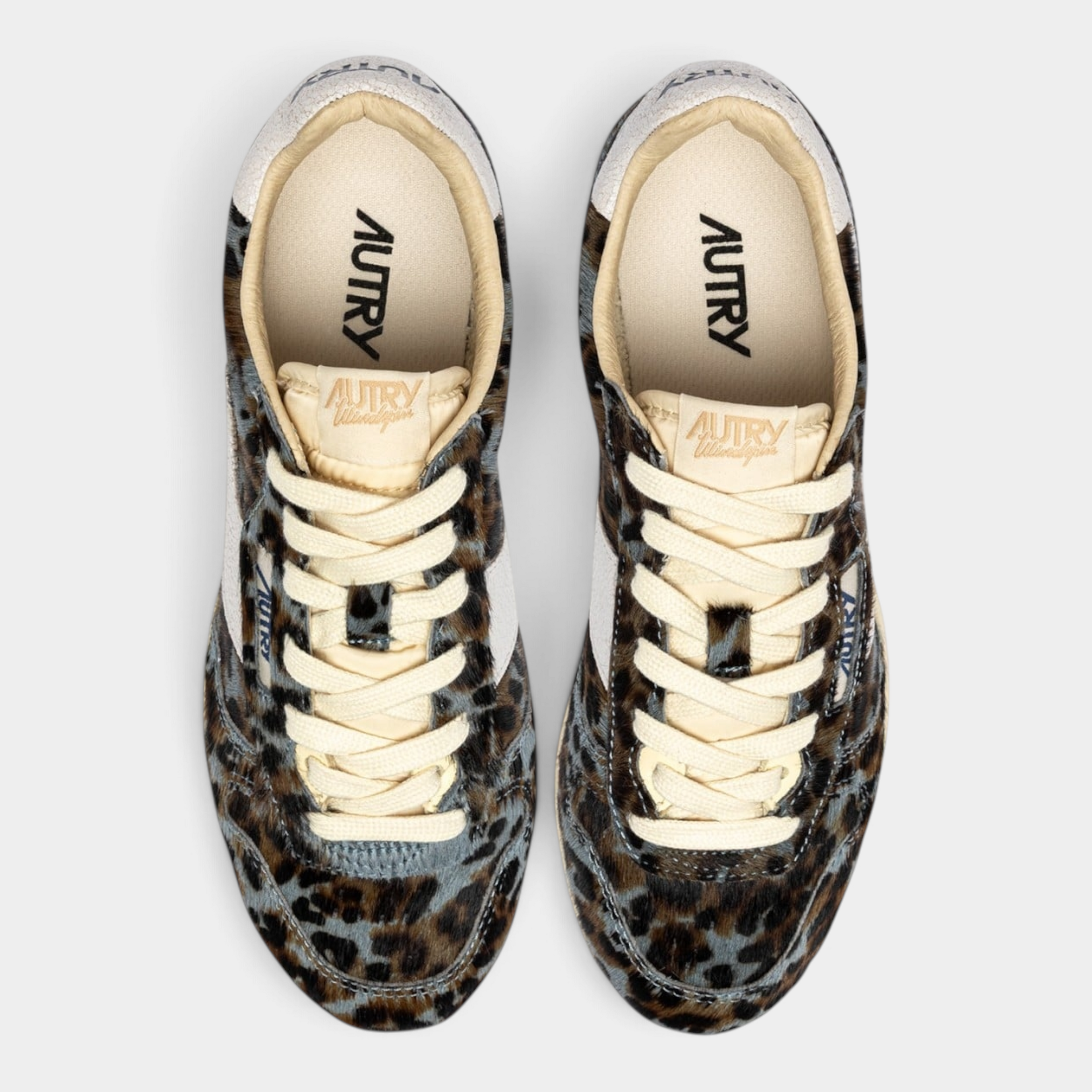 Autry Sneakers Windspin in cavallino Leopardato - Marrone e Azzurro