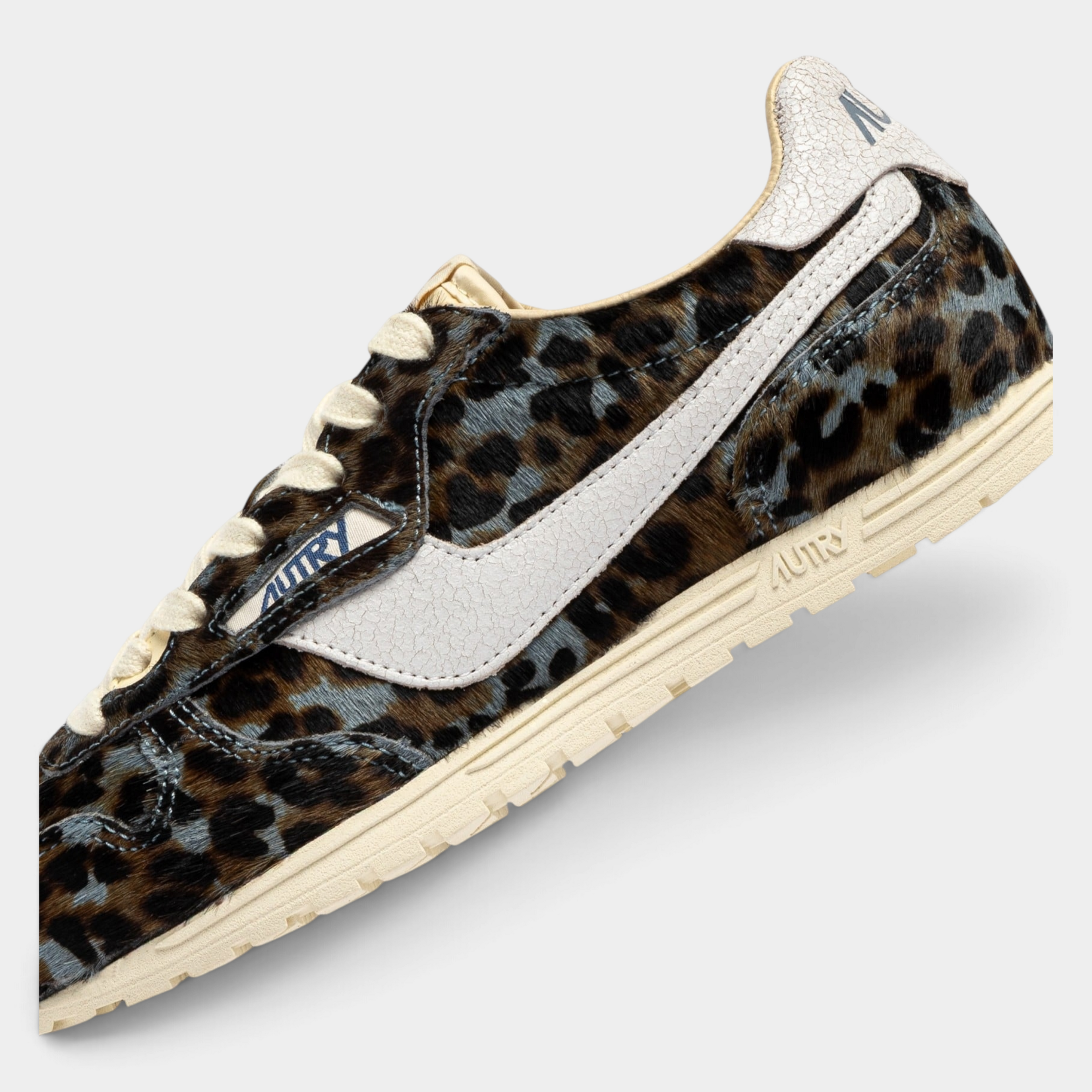 Autry Sneakers Windspin in cavallino Leopardato - Marrone e Azzurro
