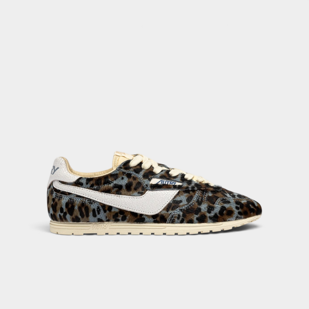Autry Sneakers Windspin in cavallino Leopardato - Marrone e Azzurro