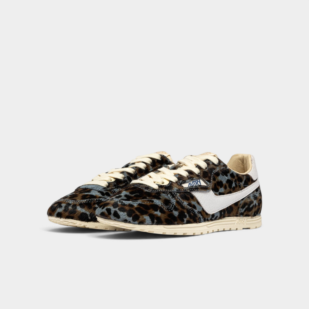 Autry Sneakers Windspin in cavallino Leopardato - Marrone e Azzurro