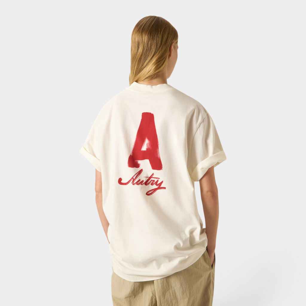 Autry Tee Shirt Heritage effetto used con stampa A - Panna
