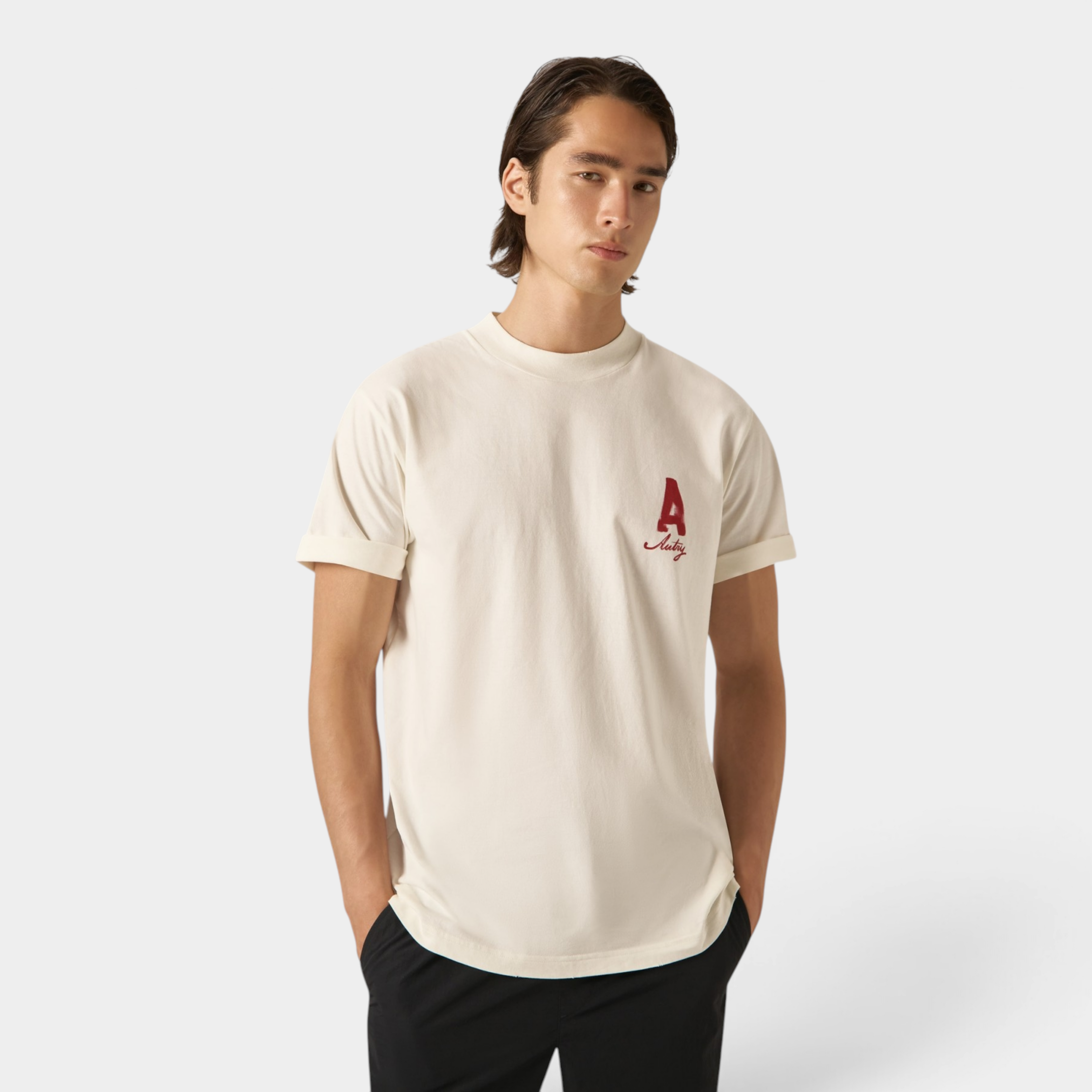 Autry Tee Shirt Heritage effetto used con stampa A - Panna