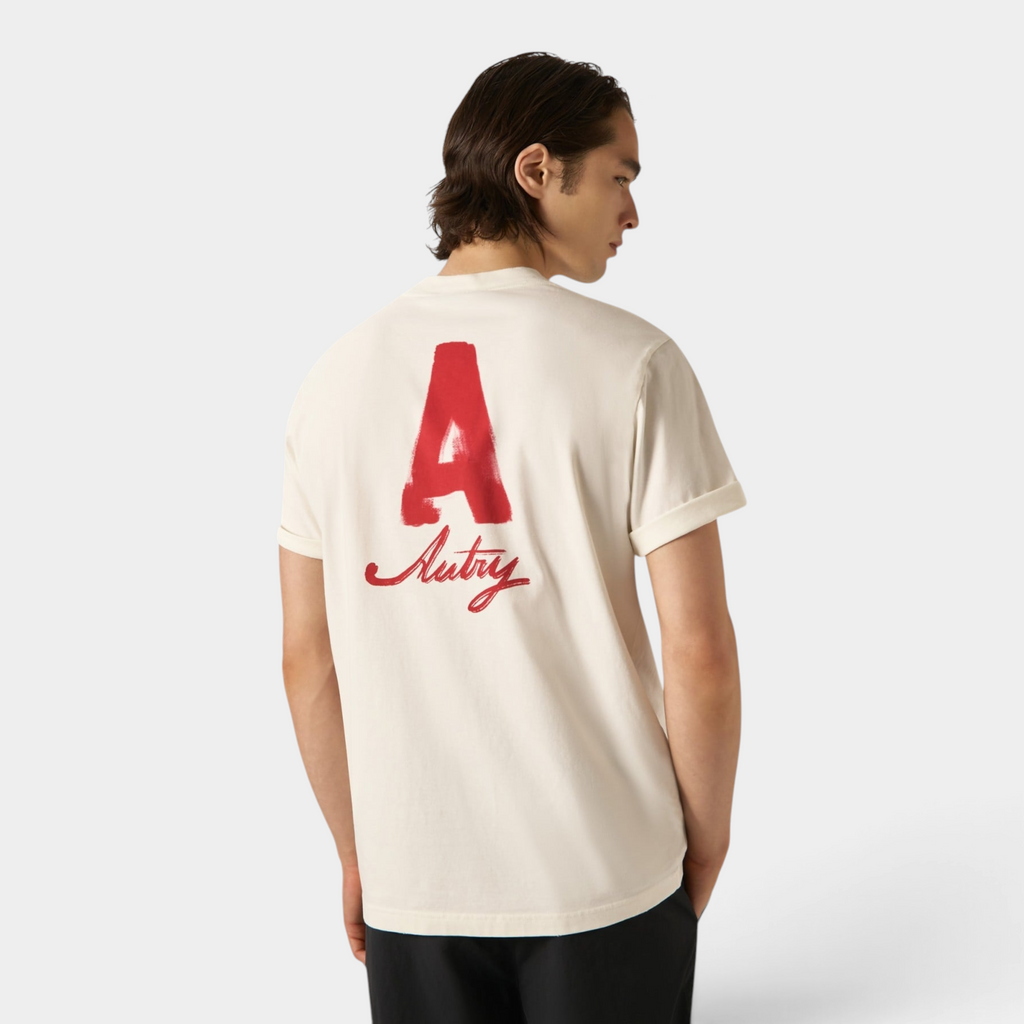 Autry Tee Shirt Heritage effetto used con stampa A - Panna