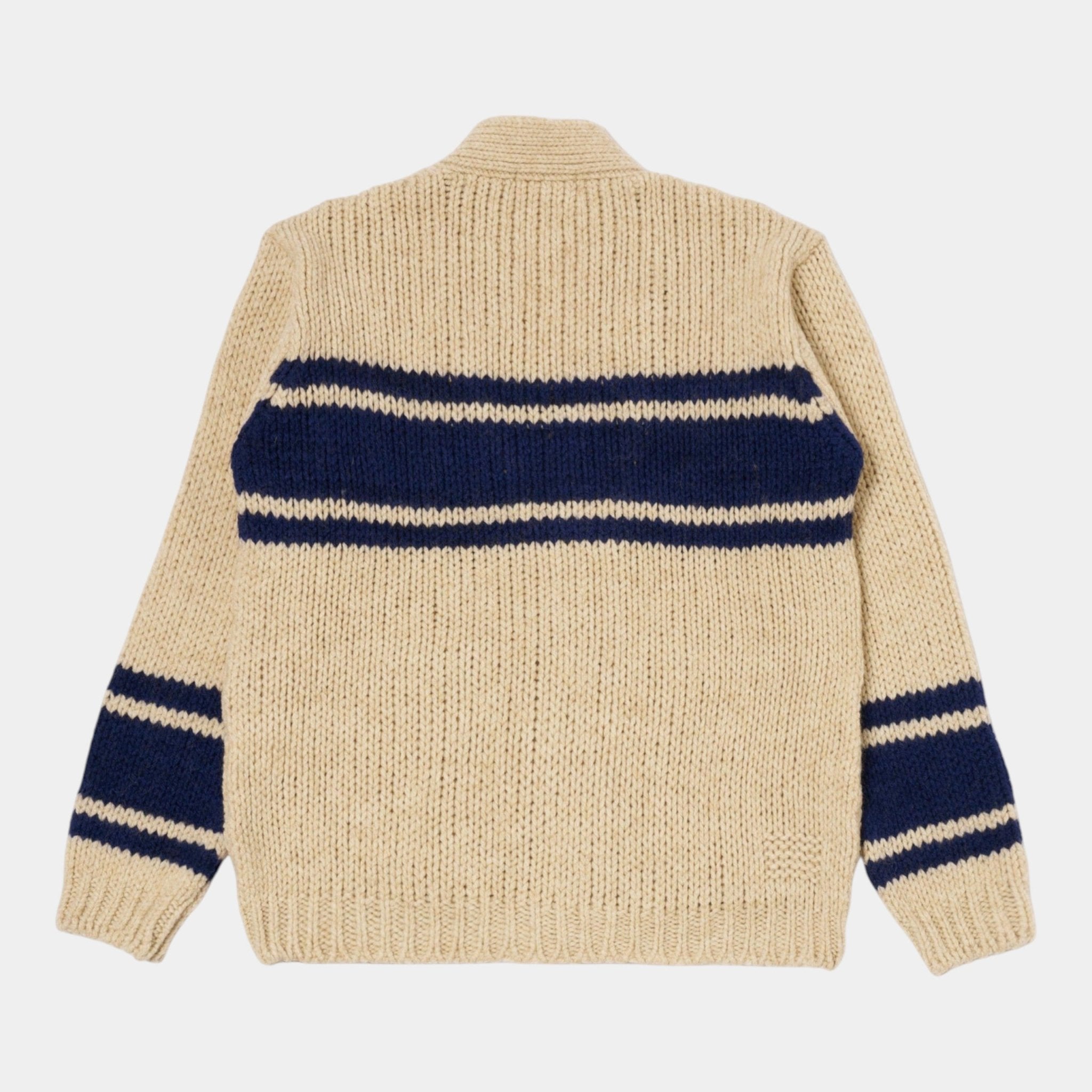 UNIVERSAL WORKS Universal Works Cardigan Langdale a righe - Sabbia/Blu - Hubert Humangoods