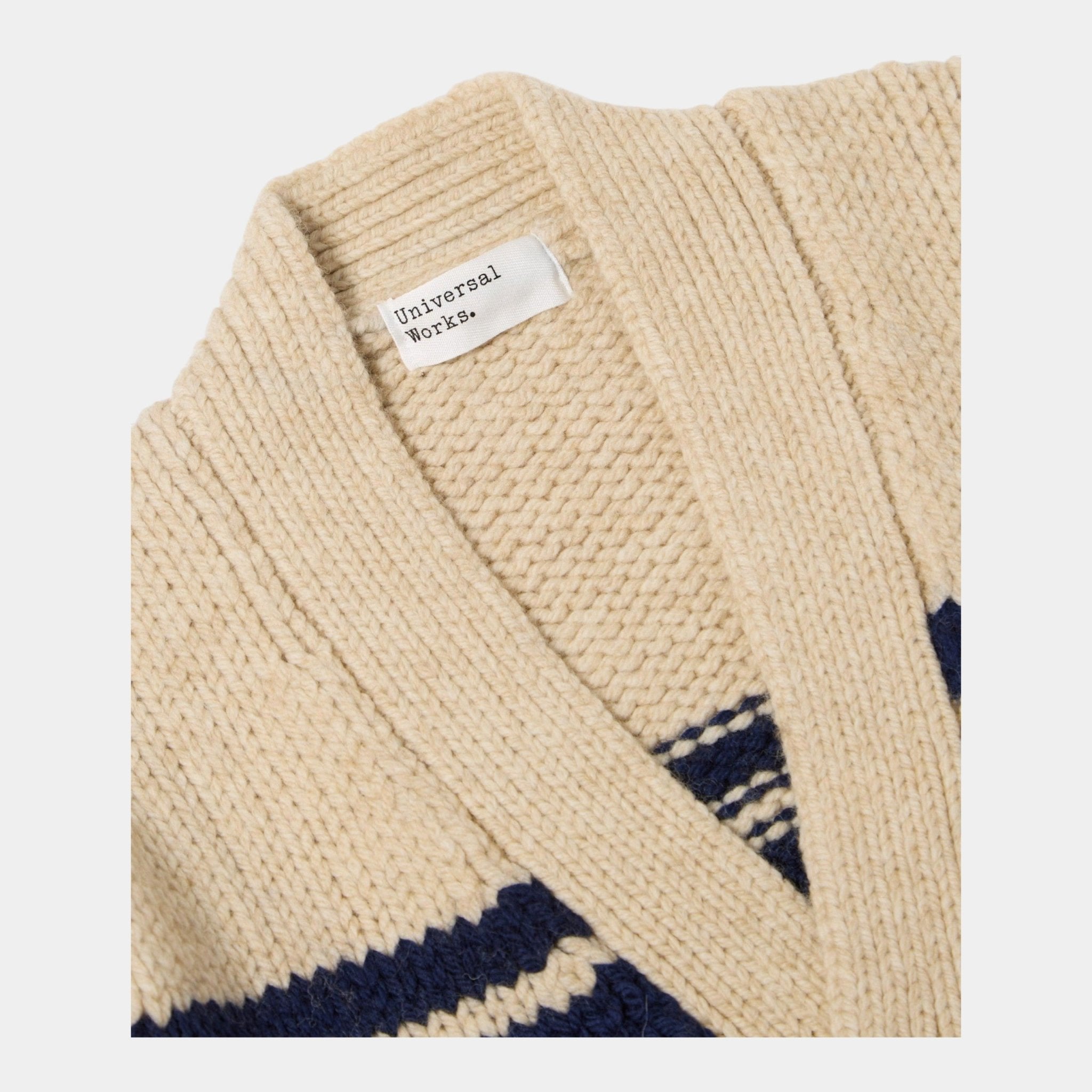 UNIVERSAL WORKS Universal Works Cardigan Langdale a righe - Sabbia/Blu - Hubert Humangoods