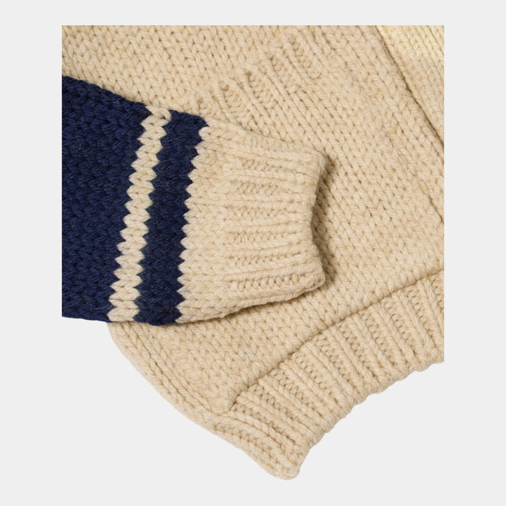 UNIVERSAL WORKS Universal Works Cardigan Langdale a righe - Sabbia/Blu - Hubert Humangoods