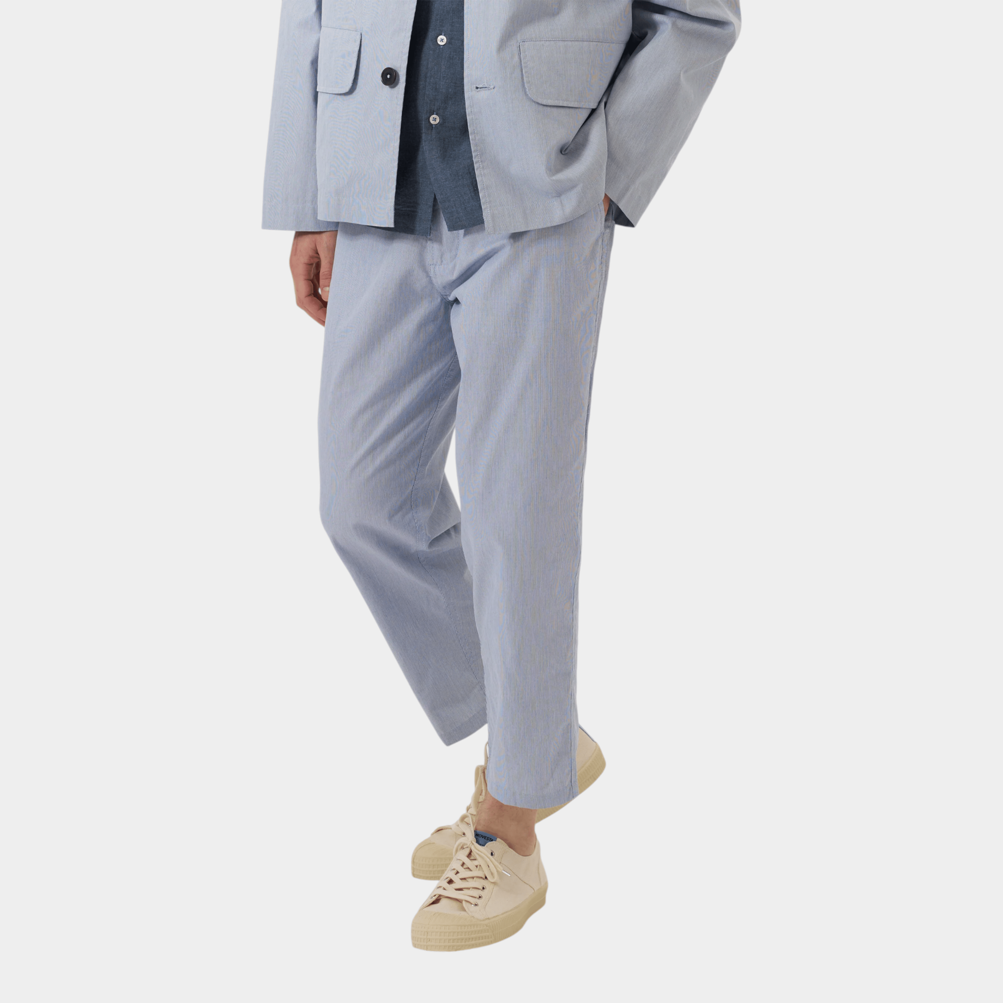 UNIVERSAL WORKS - Universal Works Pantalone Hi Water a righe leggero - Riga Azzurra/2 - Hubert Humangoods