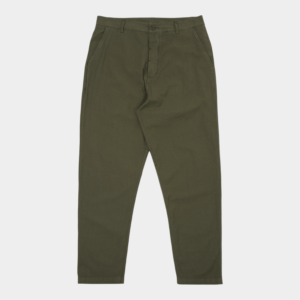 UNIVERSAL WORKS - Universal Works Pantalone Military chino Seersucker - Oliva/1 - Hubert Humangoods