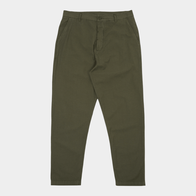 Universal Works Pantalone Military chino Seersucker - Oliva