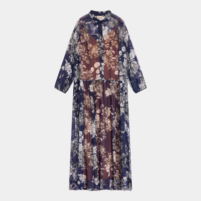 Semicouture Abito stampa Botanic - Blu