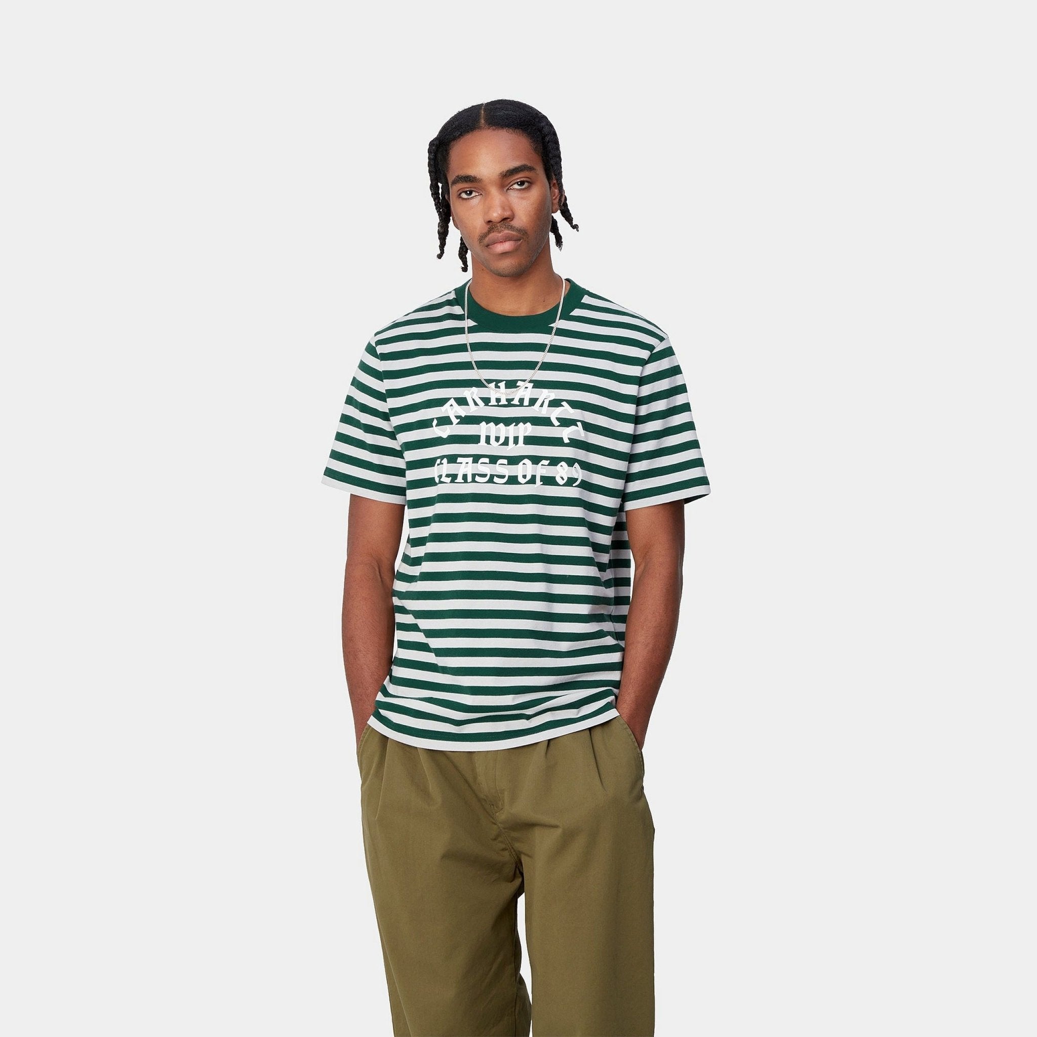 CARHARTT WIP Carhartt Wip T-Shirt a righe Athletic - Verde/Grigio - Hubert Humangoods