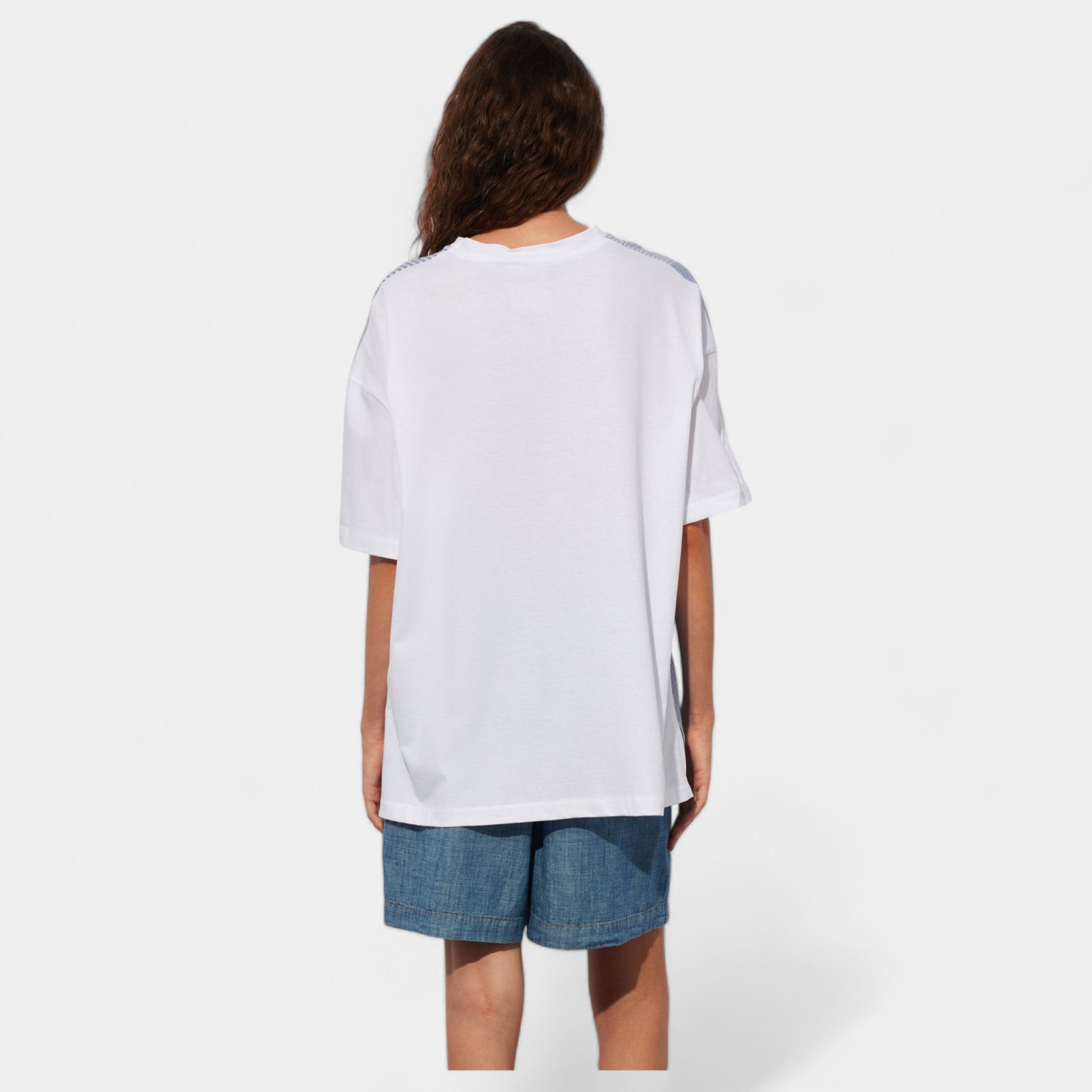SEMICOUTURE Semicouture T-shirt bimateriale millerighe - Bianco - Hubert Humangoods