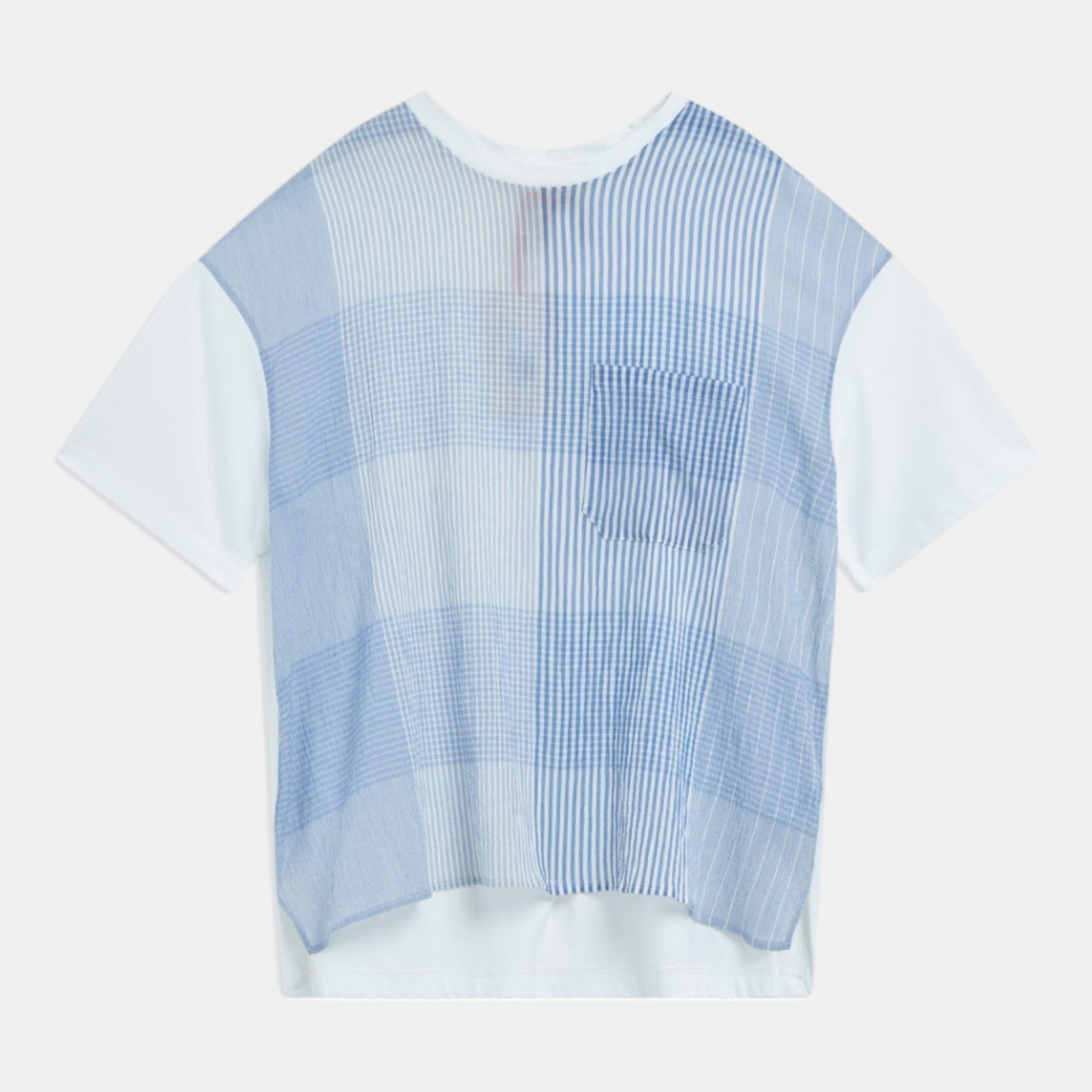 SEMICOUTURE Semicouture T-shirt bimateriale millerighe - Bianco - Hubert Humangoods